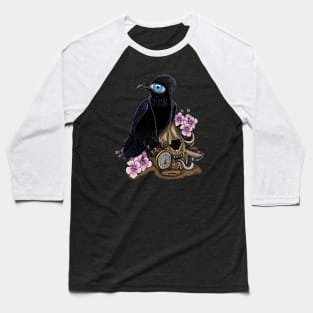 Crow and cat skull Baseball T-Shirt